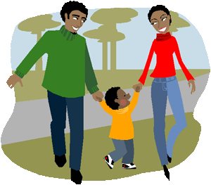 family walking